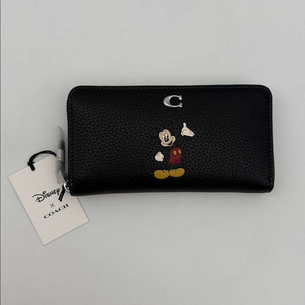 Disney X Coach Mickey Mouse Essential Accordion Zip Wallet Regenerative Leather